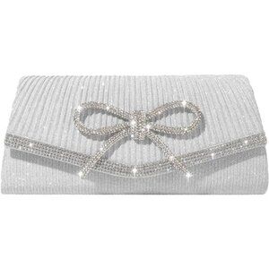 SH Glitter Clutch Purses for Women Elegant Bow Evening Bag Dressy Wedding